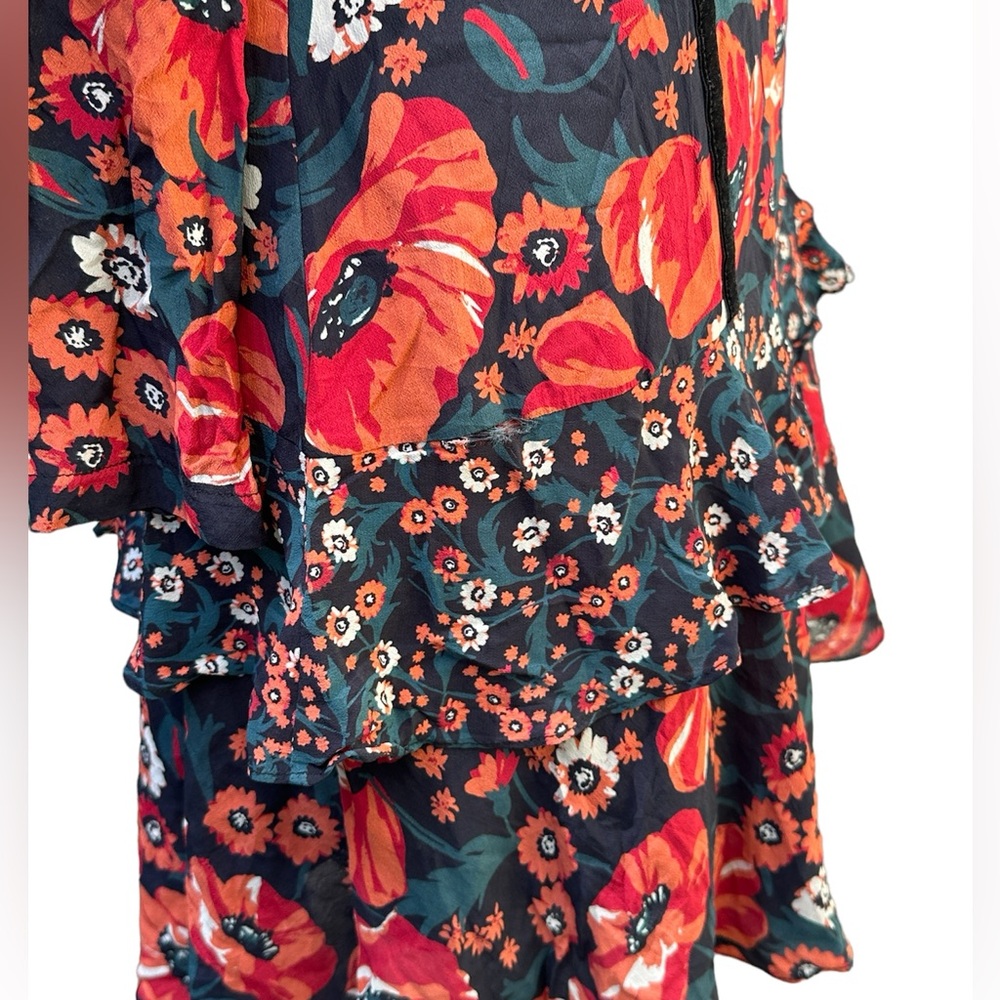 NWT Ella Moon Floral Print Two Tier Ruffle Trim Dress Size XS (XP) - Picture 12 of 12